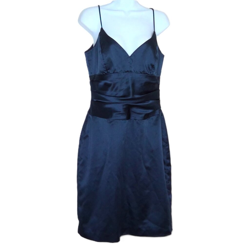 Nicole Miller New York City Satin Dress Royal Blue Sleeveless Party Event Sz 10